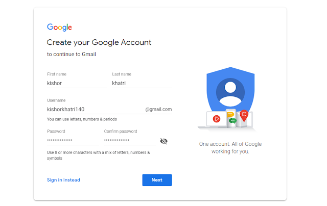 create your google account demo