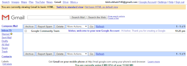 kishor, welcome to your new google account